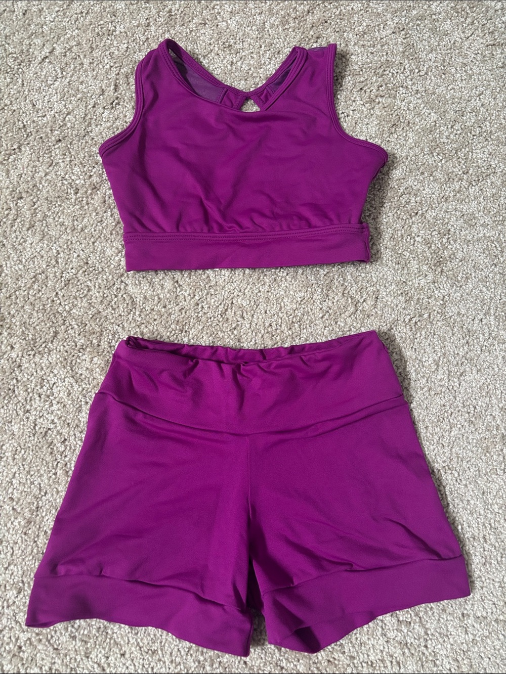 Kids Matching Active Set - Magenta Crop Top & Shorts